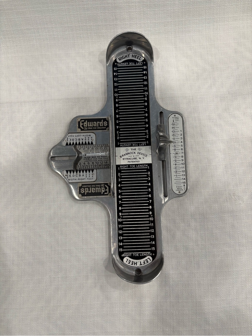 Edwards Metal Brannock-Style Foot Measuring Device - Silver & Black